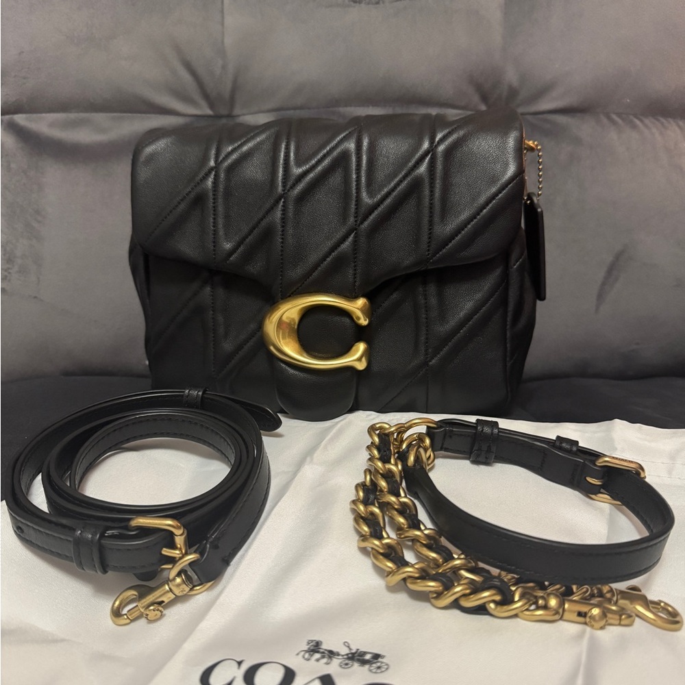 Coach Black Quilted Leather Shoulder Bag with Gold Hardware